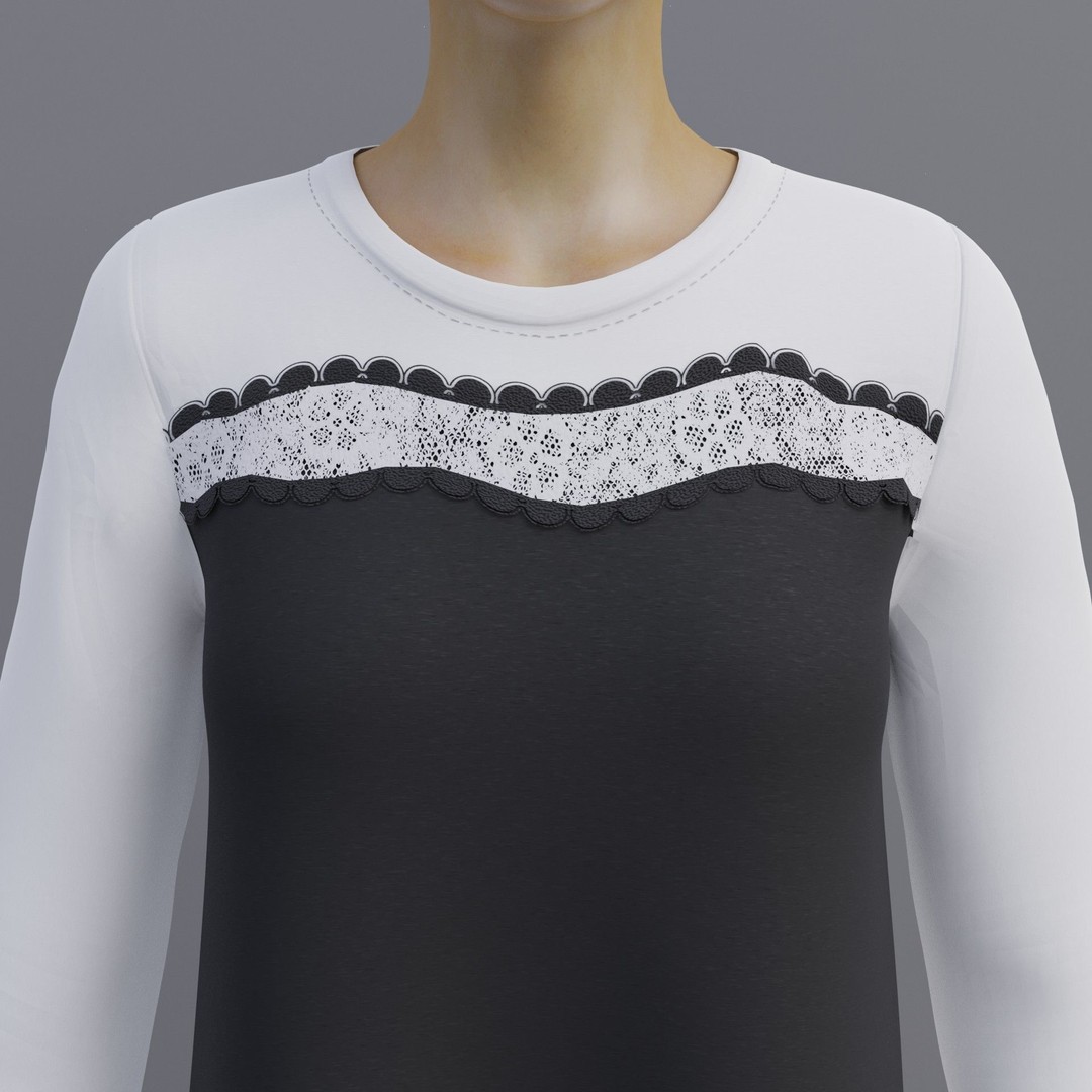 Sheath Dress 3D Model – Low Poly Female Clothing, PBR Textures - View 6