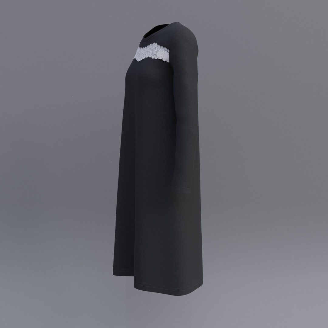 Sheath Dress 3D Model – Low Poly Female Clothing, PBR Textures - View 60