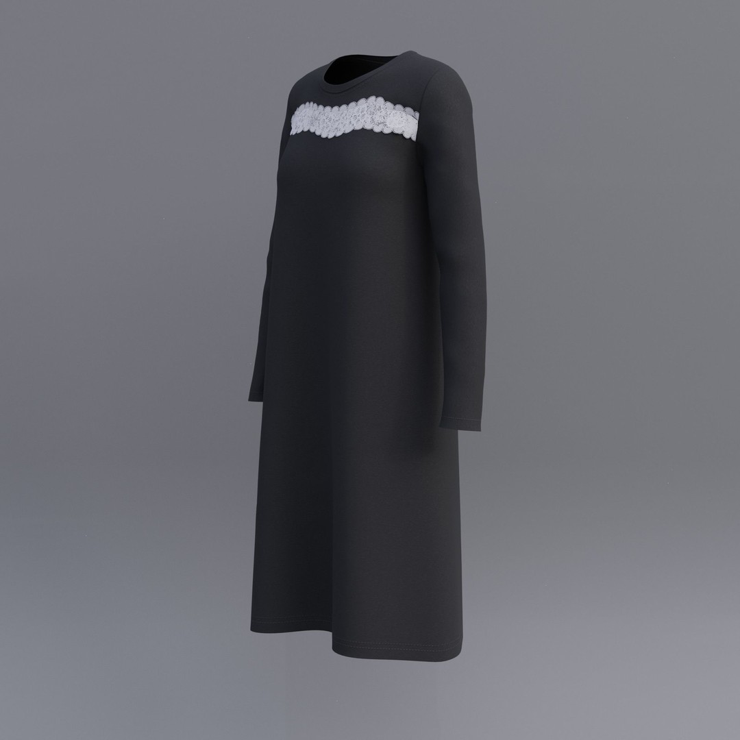 Sheath Dress 3D Model – Low Poly Female Clothing, PBR Textures - View 61