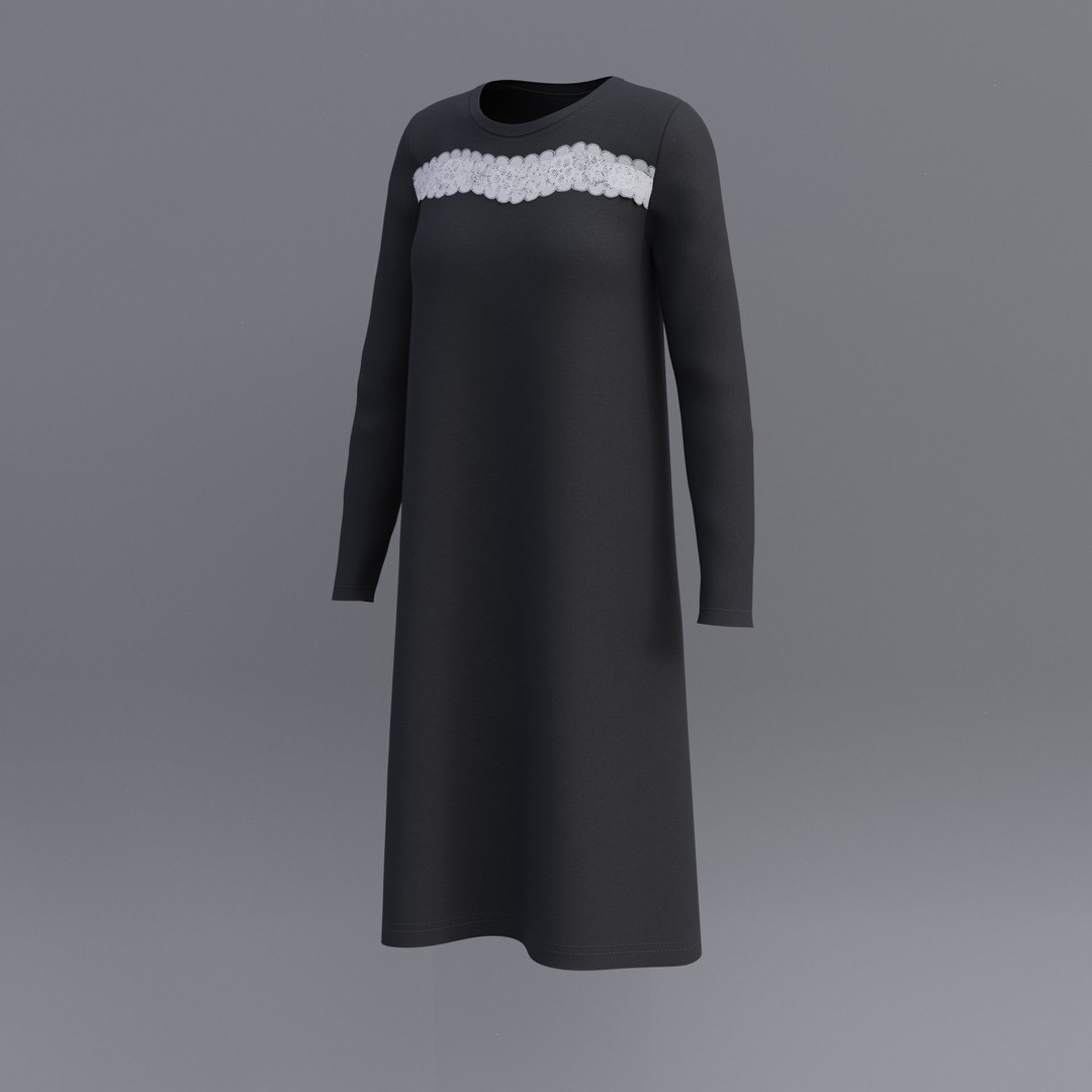 Sheath Dress 3D Model – Low Poly Female Clothing, PBR Textures - View 62