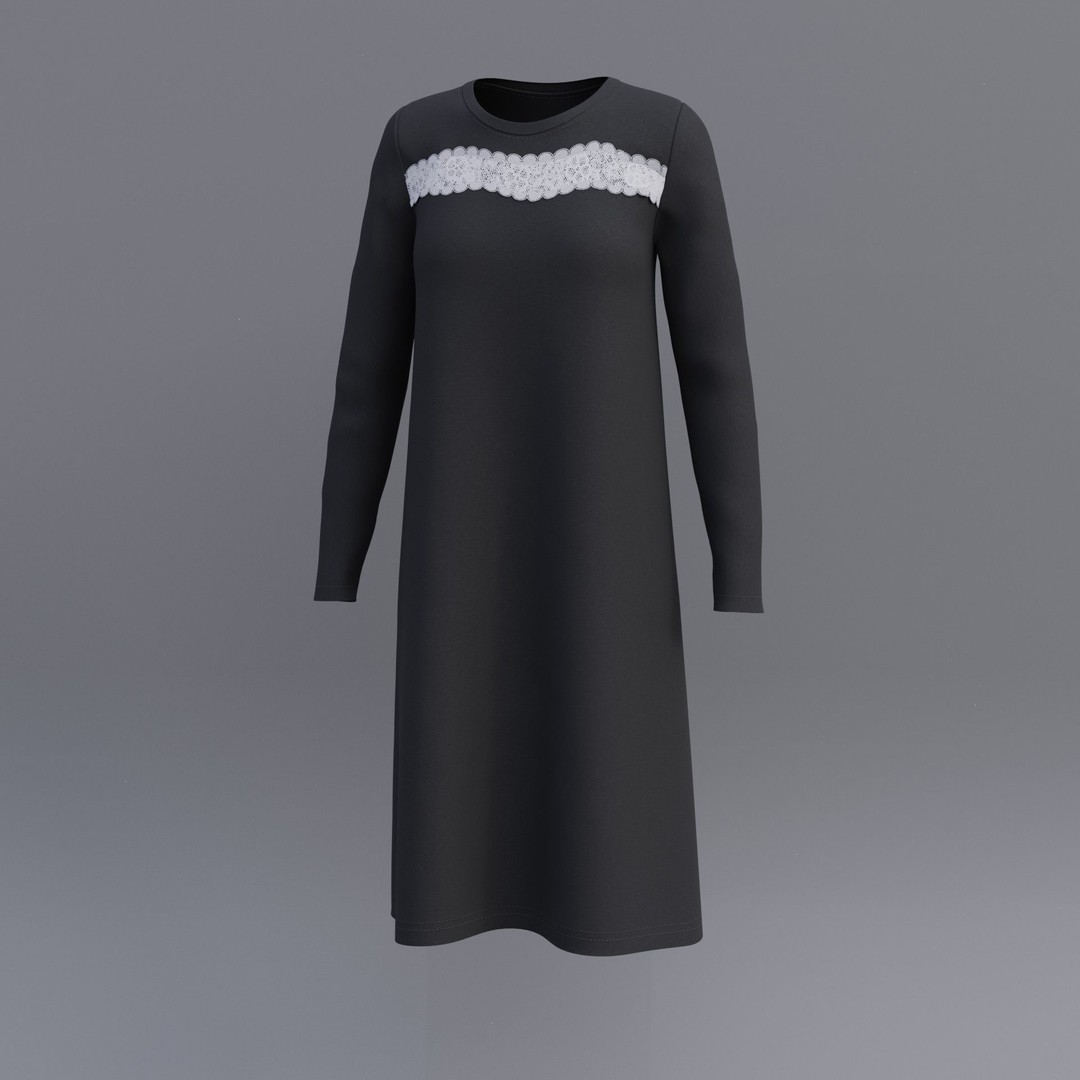 Sheath Dress 3D Model – Low Poly Female Clothing, PBR Textures - View 63