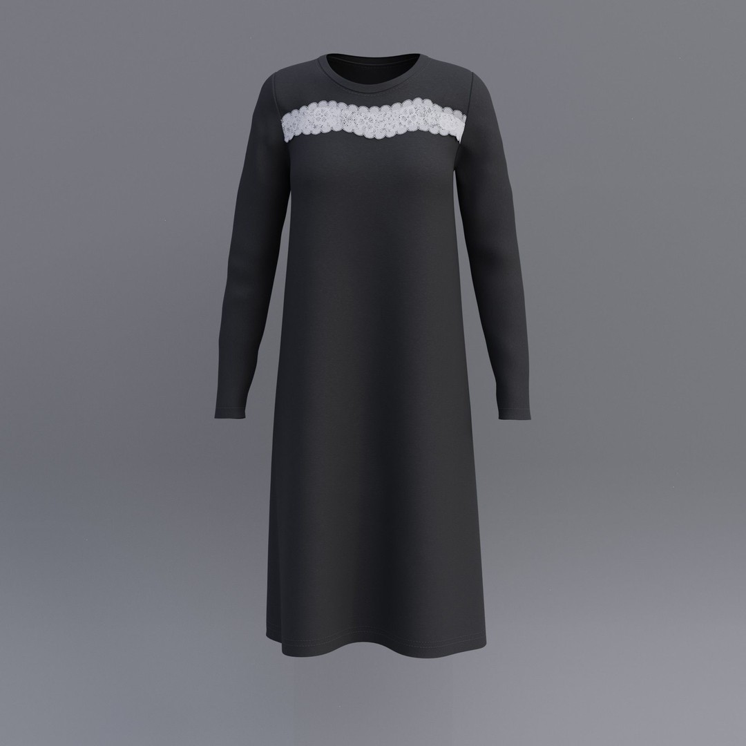 Sheath Dress 3D Model – Low Poly Female Clothing, PBR Textures - View 64