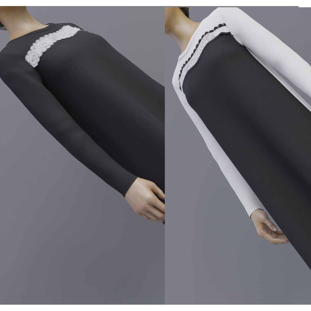 Sheath Dress 3D Model – Low Poly Female Clothing, PBR Textures - View 69