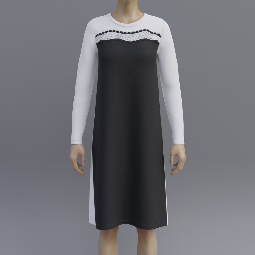 Sheath Dress 3D Model – Low Poly Female Clothing, PBR Textures - View 7