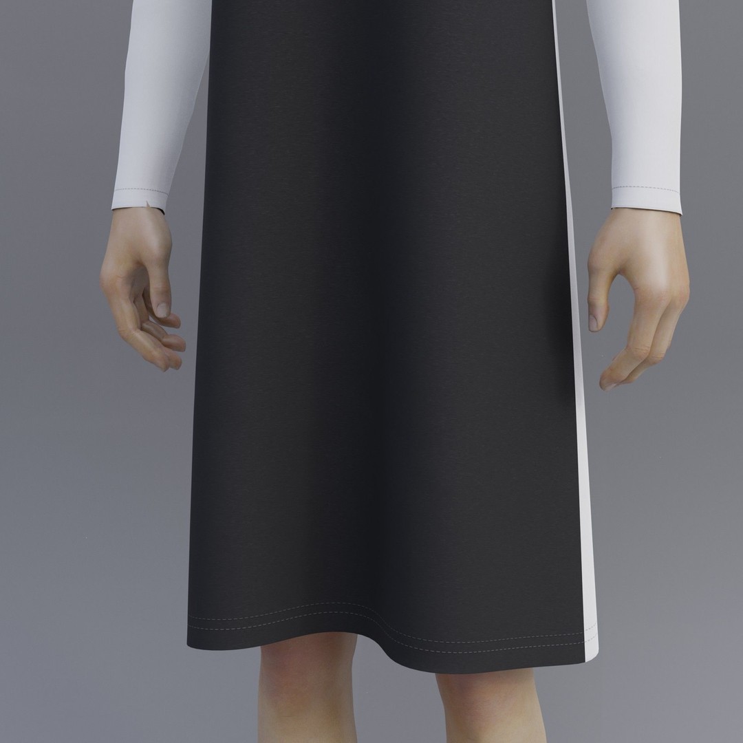 Sheath Dress 3D Model – Low Poly Female Clothing, PBR Textures - View 8
