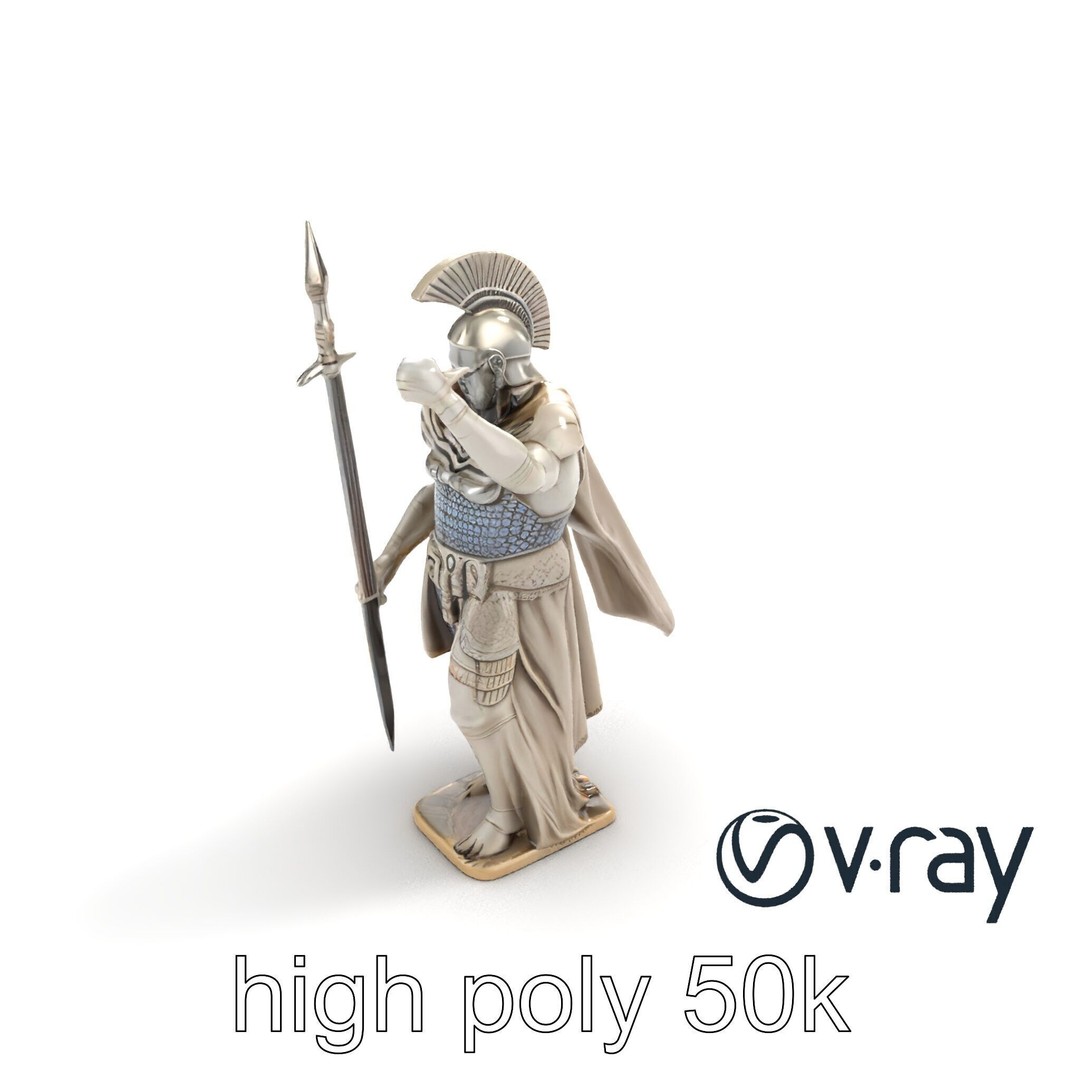 Heroic Roman Warrior Statue 3D Model – Low Poly PBR Game Asset, FBX - View 11