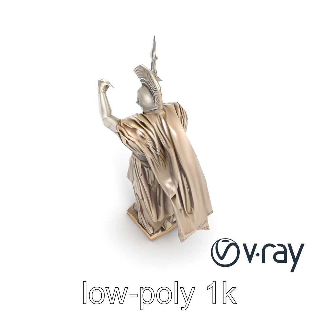Heroic Roman Warrior Statue 3D Model – Low Poly PBR Game Asset, FBX - View 13