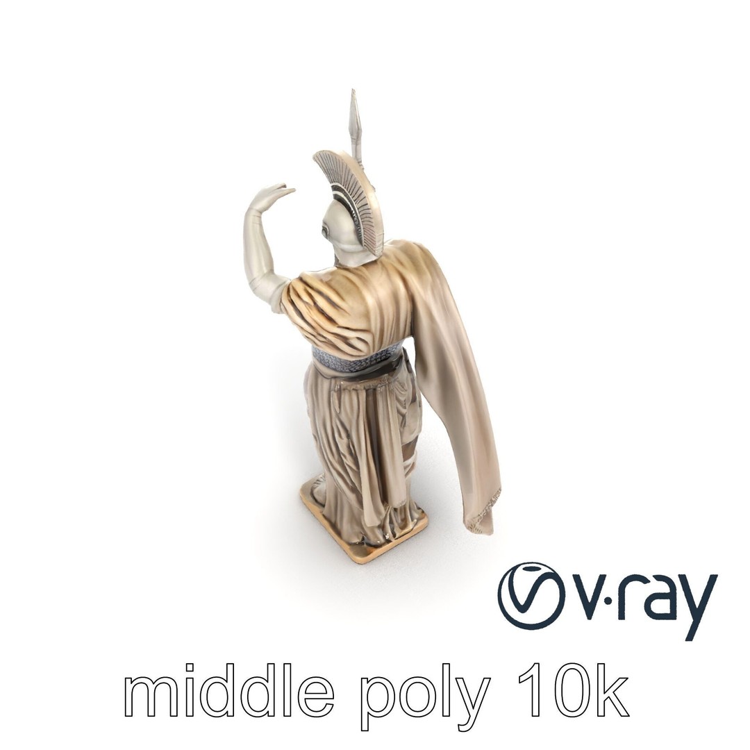 Heroic Roman Warrior Statue 3D Model – Low Poly PBR Game Asset, FBX - View 14