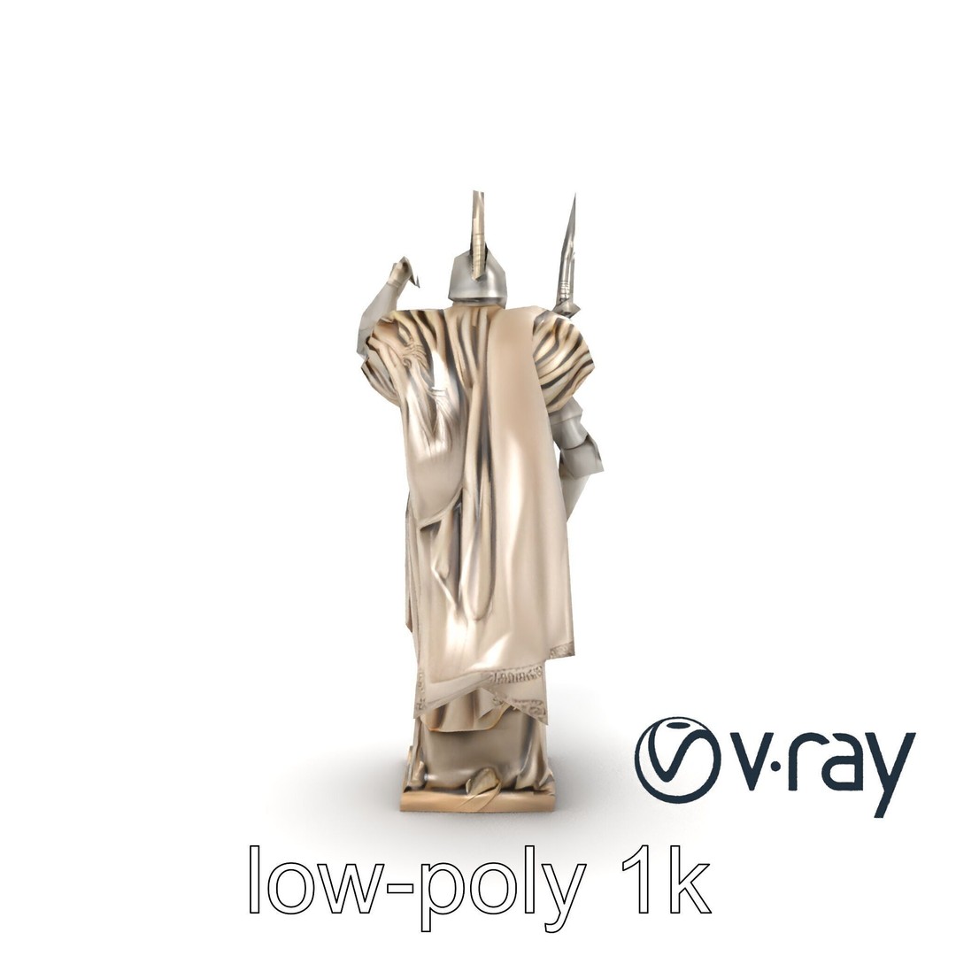 Heroic Roman Warrior Statue 3D Model – Low Poly PBR Game Asset, FBX - View 16