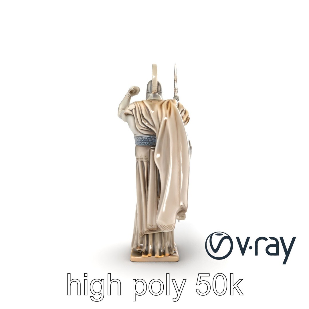 Heroic Roman Warrior Statue 3D Model – Low Poly PBR Game Asset, FBX - View 17