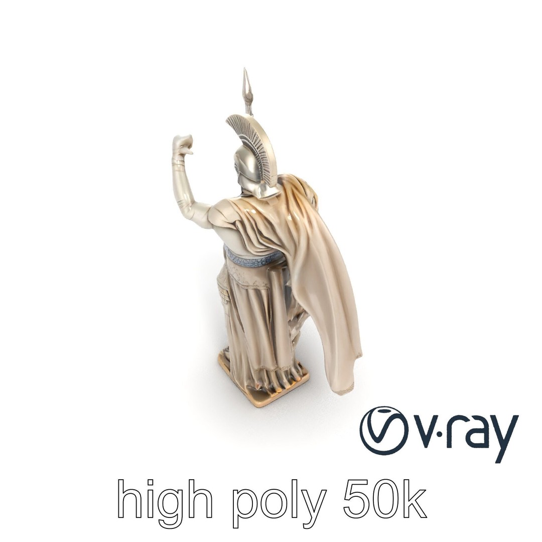 Heroic Roman Warrior Statue 3D Model – Low Poly PBR Game Asset, FBX - View 18