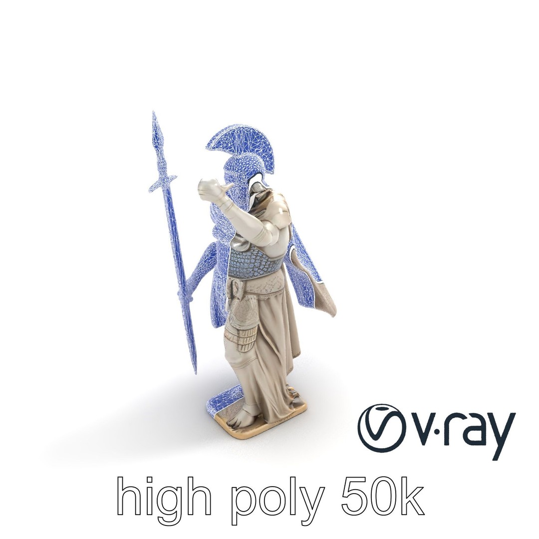 Heroic Roman Warrior Statue 3D Model – Low Poly PBR Game Asset, FBX - View 19