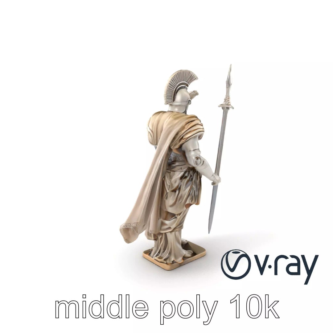 Heroic Roman Warrior Statue 3D Model – Low Poly PBR Game Asset, FBX - View 2