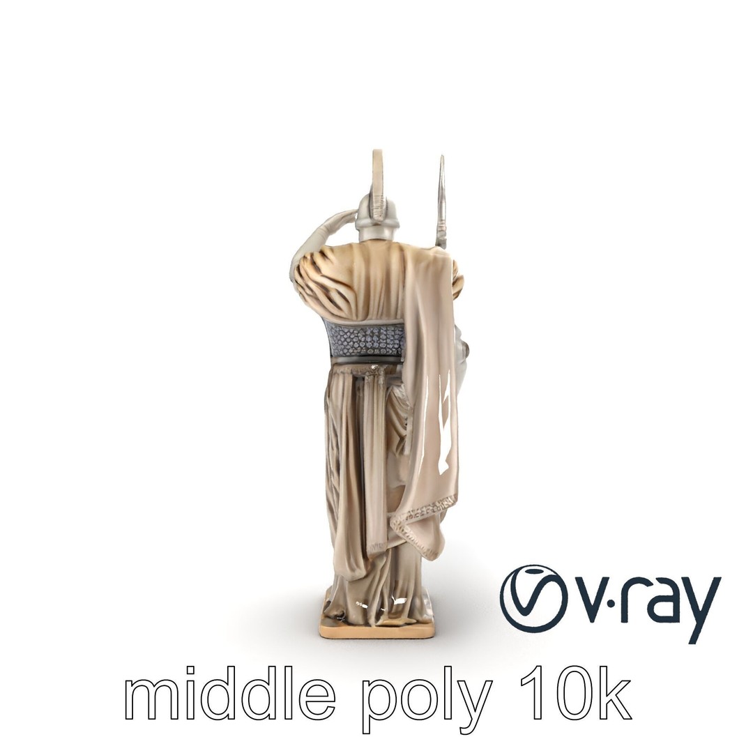 Heroic Roman Warrior Statue 3D Model – Low Poly PBR Game Asset, FBX - View 20