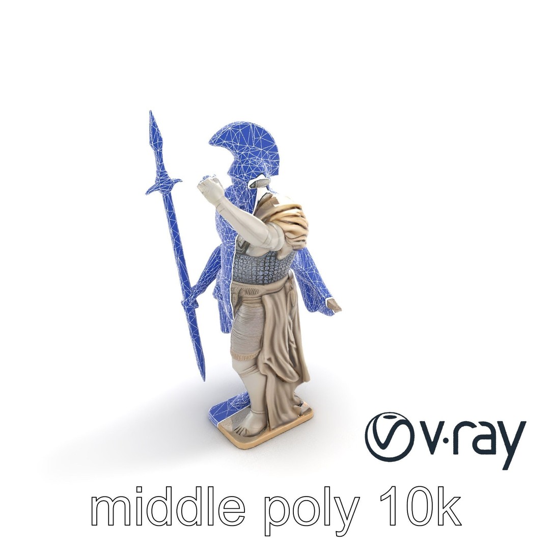Heroic Roman Warrior Statue 3D Model – Low Poly PBR Game Asset, FBX - View 21
