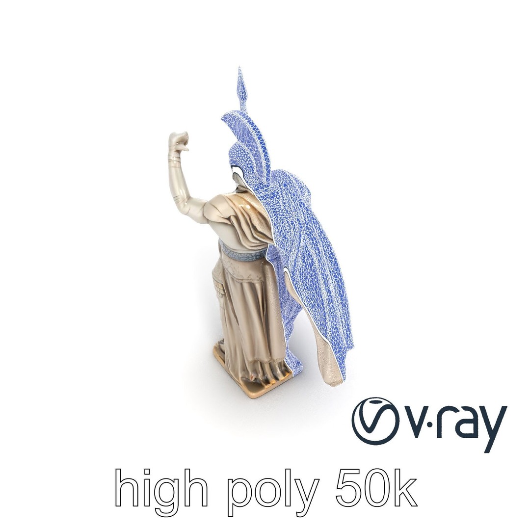Heroic Roman Warrior Statue 3D Model – Low Poly PBR Game Asset, FBX - View 22
