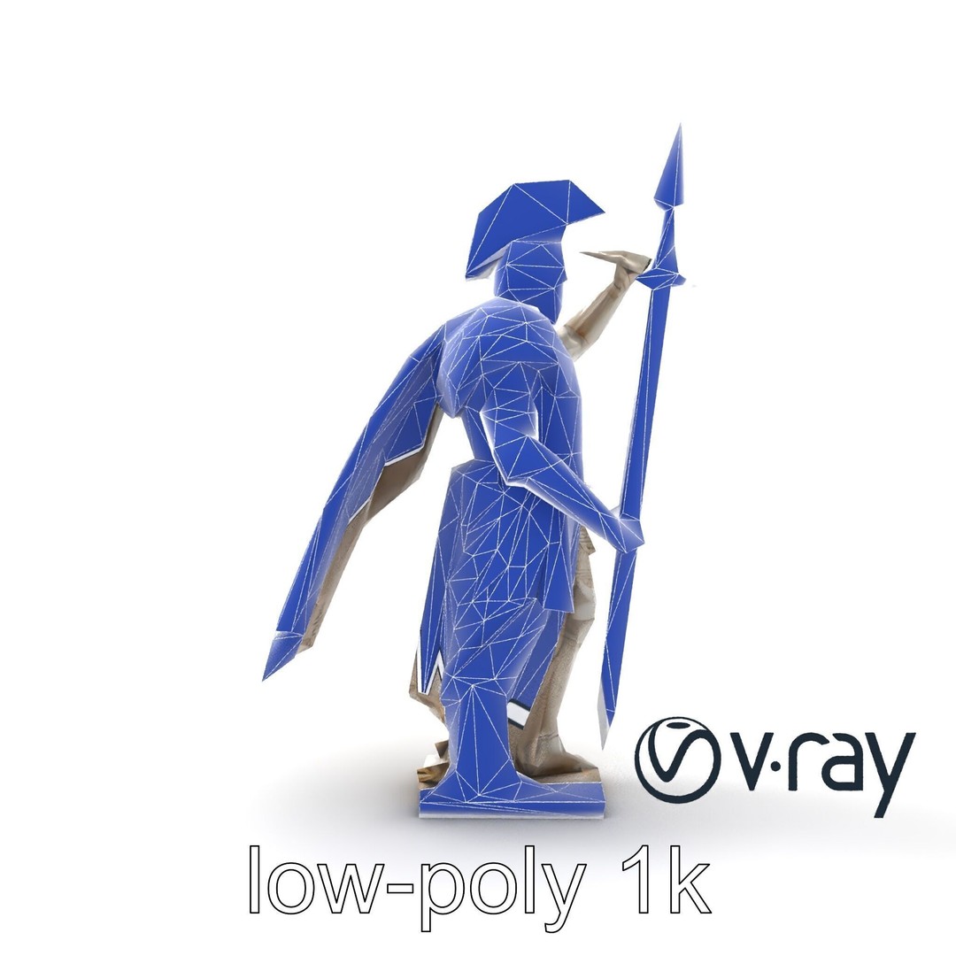 Heroic Roman Warrior Statue 3D Model – Low Poly PBR Game Asset, FBX - View 25