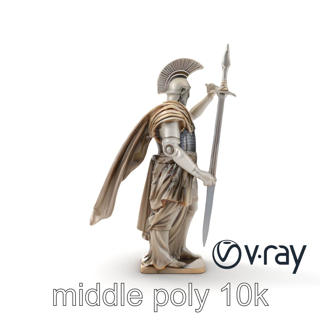 Heroic Roman Warrior Statue 3D Model – Low Poly PBR Game Asset, FBX - View 26