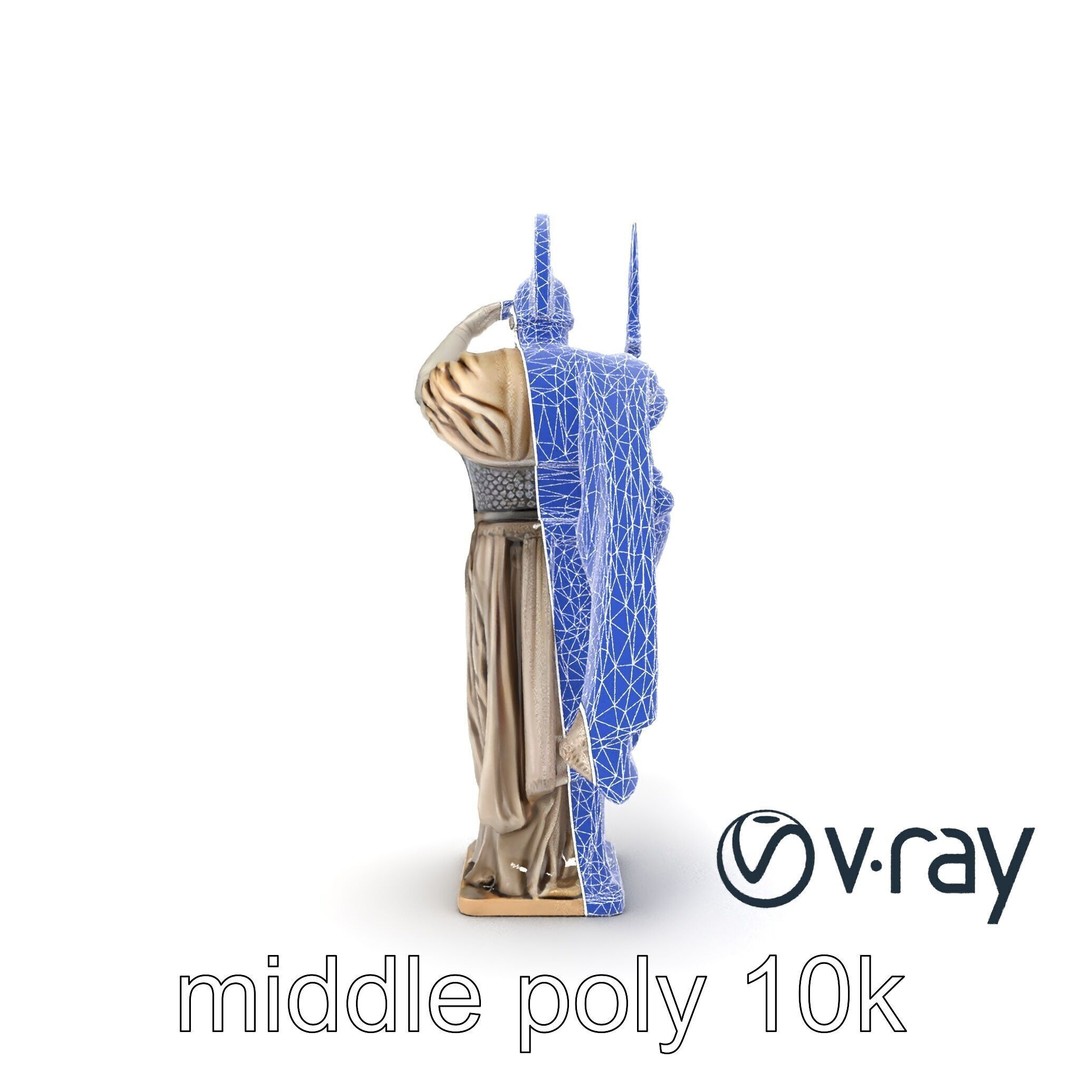 Heroic Roman Warrior Statue 3D Model – Low Poly PBR Game Asset, FBX - View 27