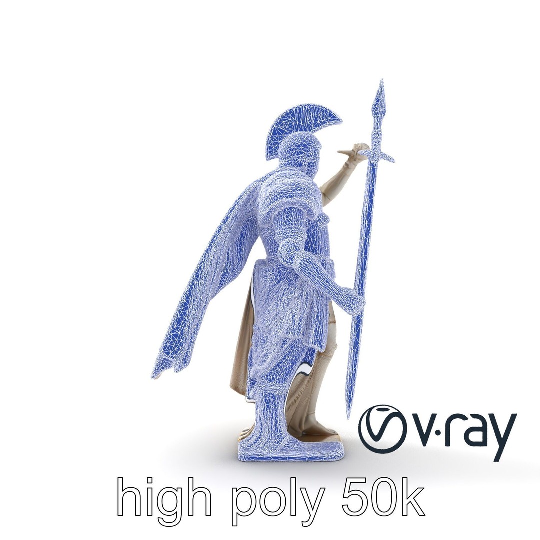 Heroic Roman Warrior Statue 3D Model – Low Poly PBR Game Asset, FBX - View 28