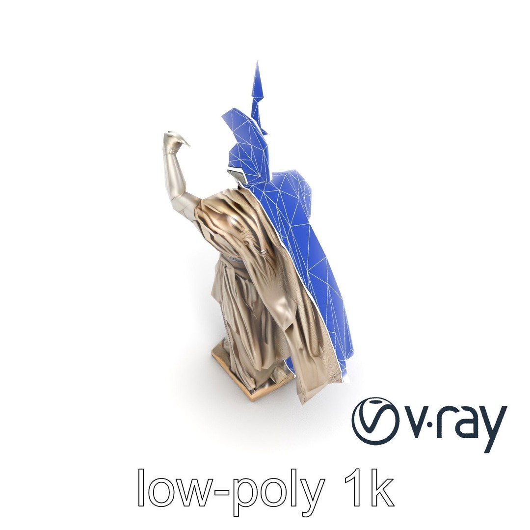 Heroic Roman Warrior Statue 3D Model – Low Poly PBR Game Asset, FBX - View 30