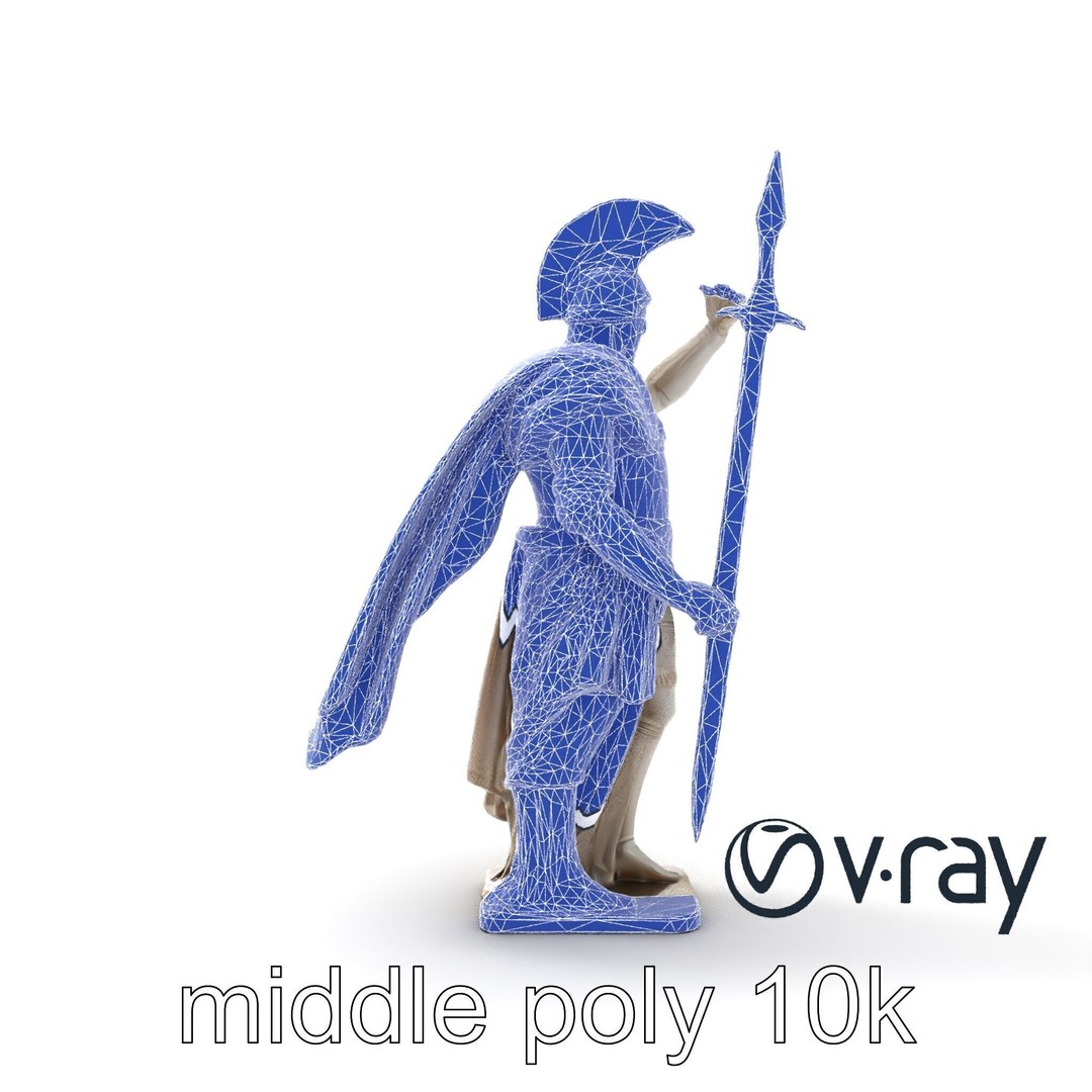 Heroic Roman Warrior Statue 3D Model – Low Poly PBR Game Asset, FBX - View 31