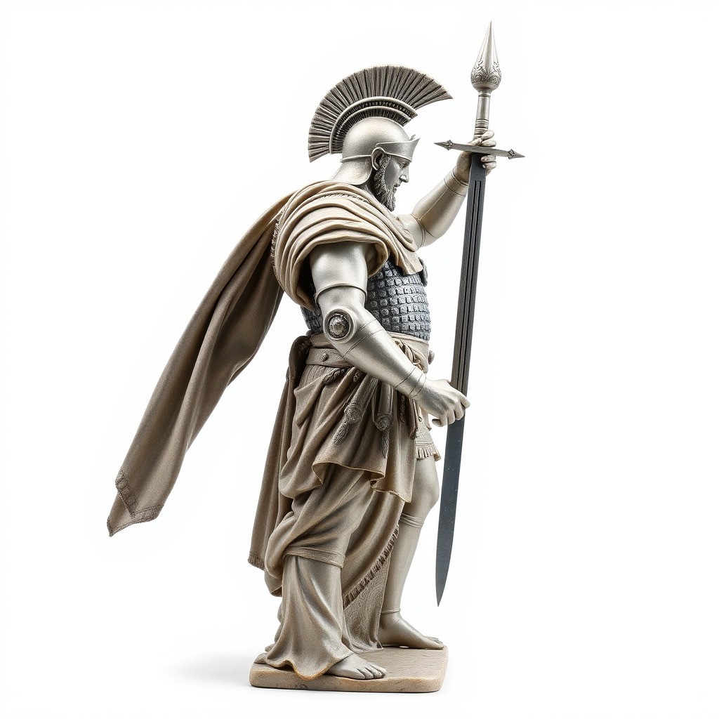 Heroic Roman Warrior Statue 3D Model – Low Poly PBR Game Asset, FBX - View 5