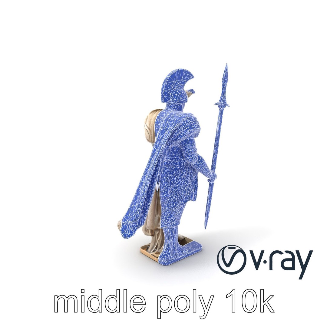 Heroic Roman Warrior Statue 3D Model – Low Poly PBR Game Asset, FBX - View 7