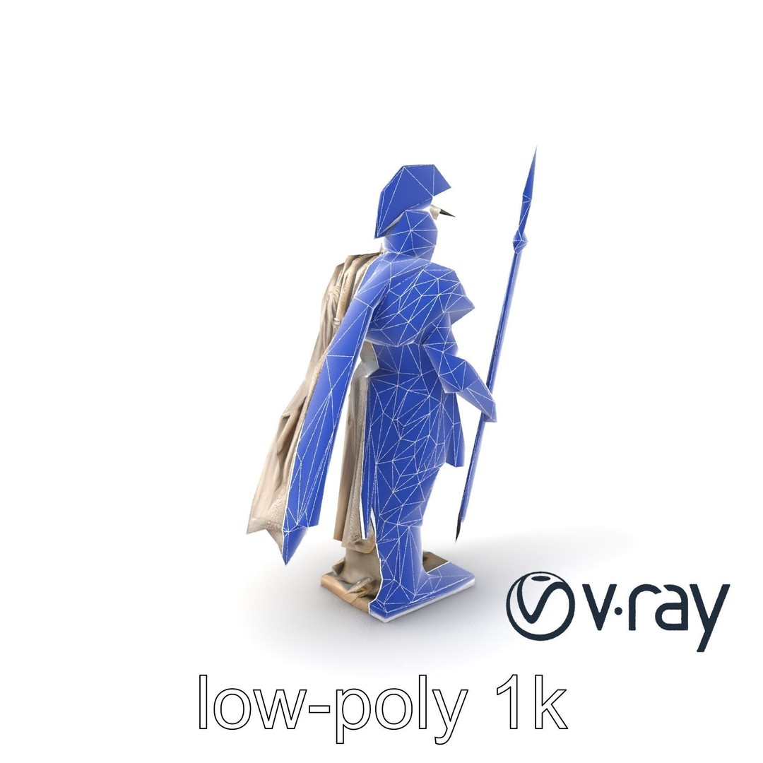 Heroic Roman Warrior Statue 3D Model – Low Poly PBR Game Asset, FBX - View 8