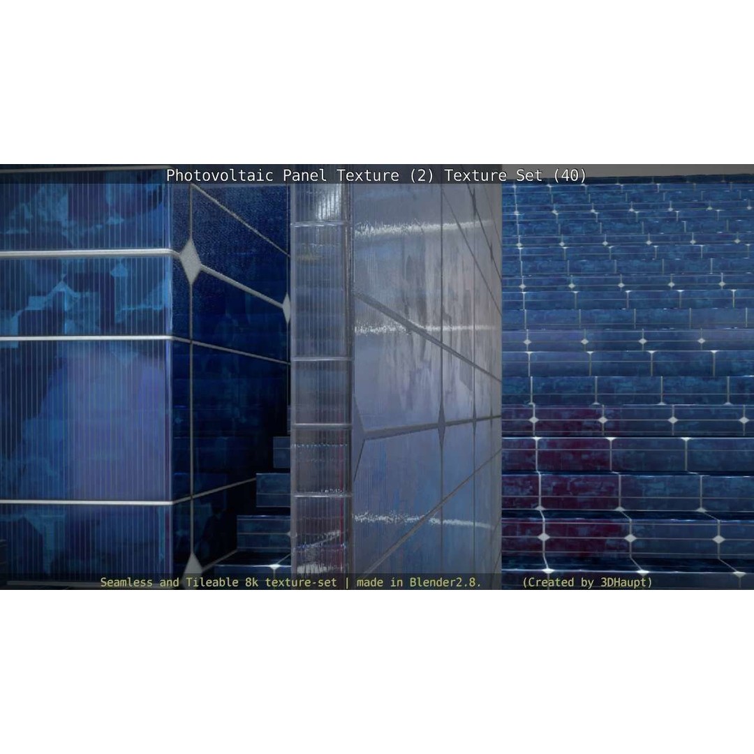 Photovoltaic Panel Texture 3D Model – Seamless 8K PBR Textures, FBX, OBJ