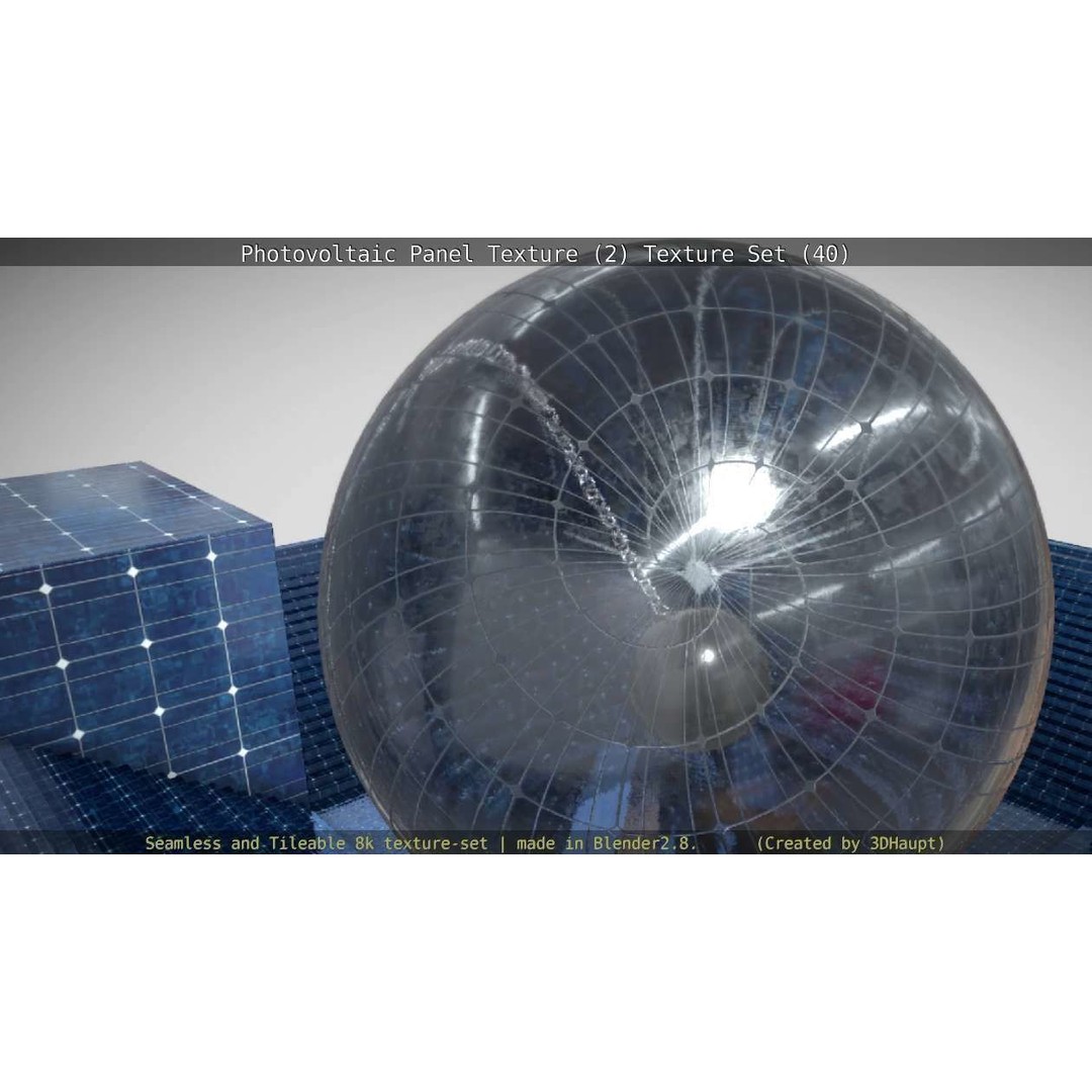 Photovoltaic Panel Texture 3D Model – Seamless 8K PBR Textures, FBX, OBJ - View 101