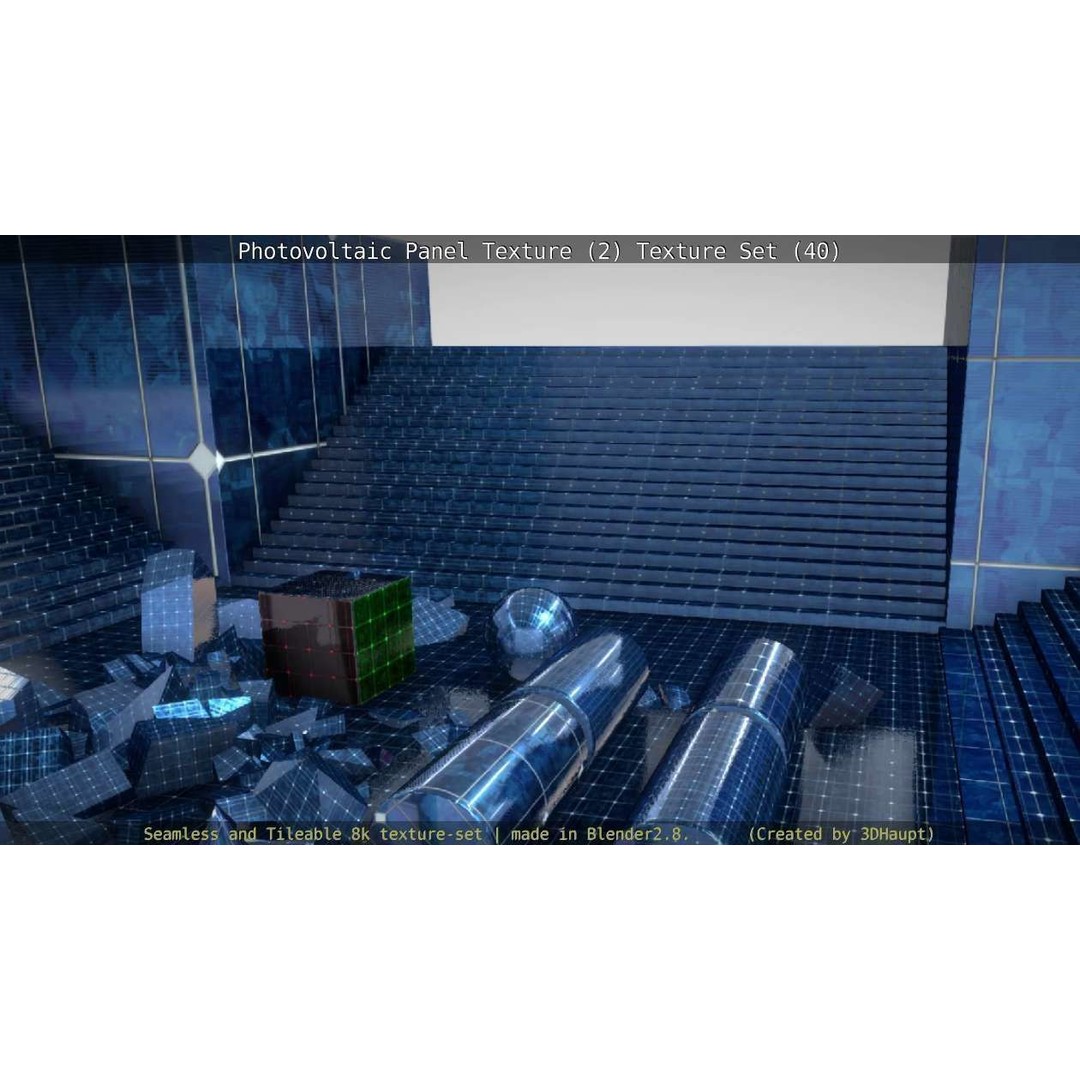 Photovoltaic Panel Texture 3D Model – Seamless 8K PBR Textures, FBX, OBJ - View 103