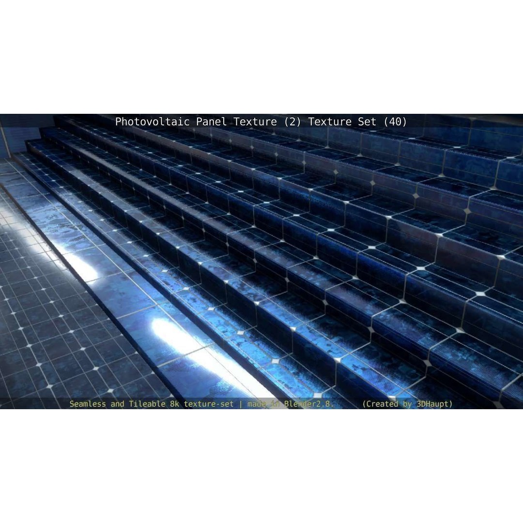 Photovoltaic Panel Texture 3D Model – Seamless 8K PBR Textures, FBX, OBJ - View 108