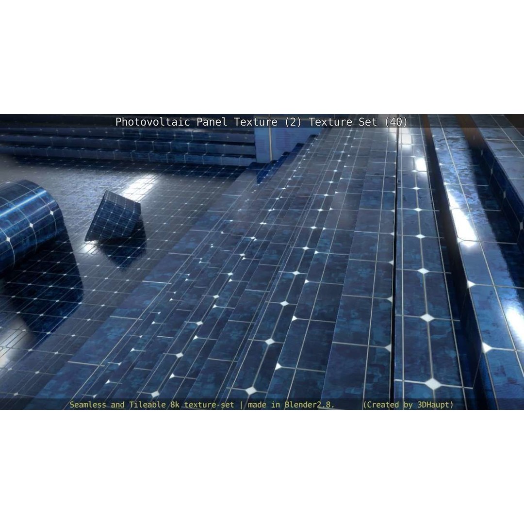 Photovoltaic Panel Texture 3D Model – Seamless 8K PBR Textures, FBX, OBJ - View 110