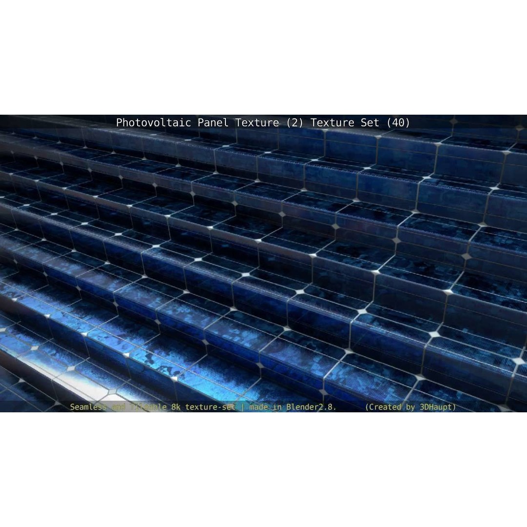 Photovoltaic Panel Texture 3D Model – Seamless 8K PBR Textures, FBX, OBJ - View 111