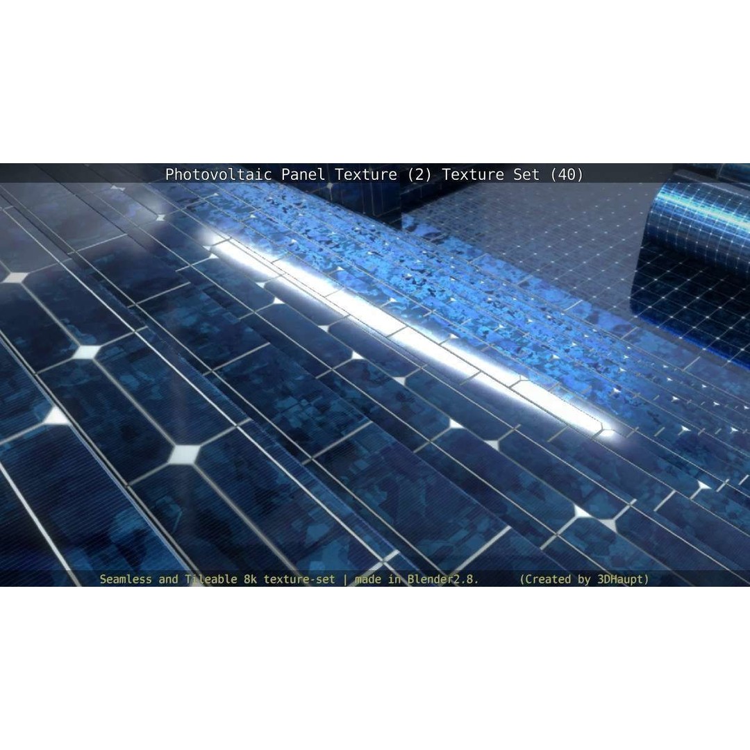 Photovoltaic Panel Texture 3D Model – Seamless 8K PBR Textures, FBX, OBJ - View 112