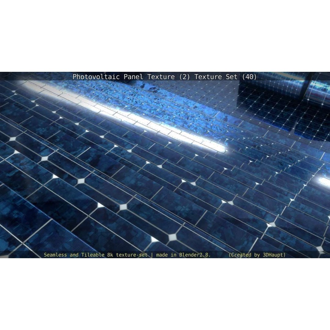 Photovoltaic Panel Texture 3D Model – Seamless 8K PBR Textures, FBX, OBJ - View 114