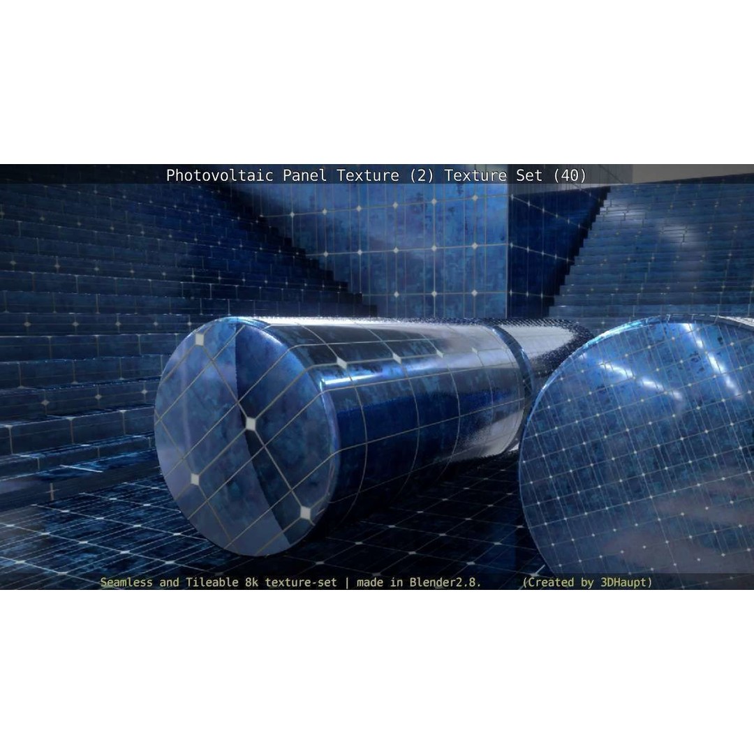 Photovoltaic Panel Texture 3D Model – Seamless 8K PBR Textures, FBX, OBJ - View 117