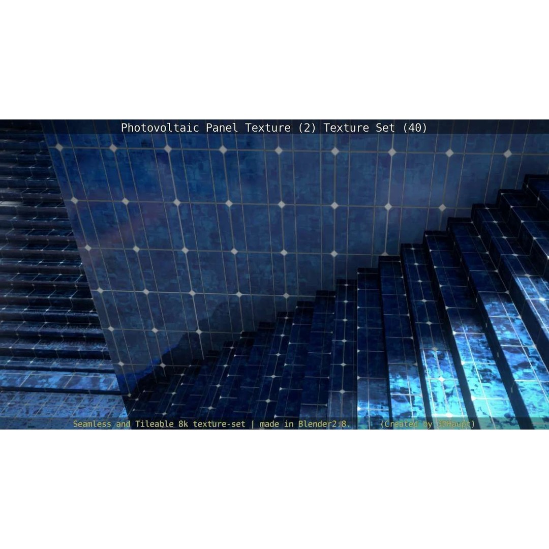 Photovoltaic Panel Texture 3D Model – Seamless 8K PBR Textures, FBX, OBJ - View 12