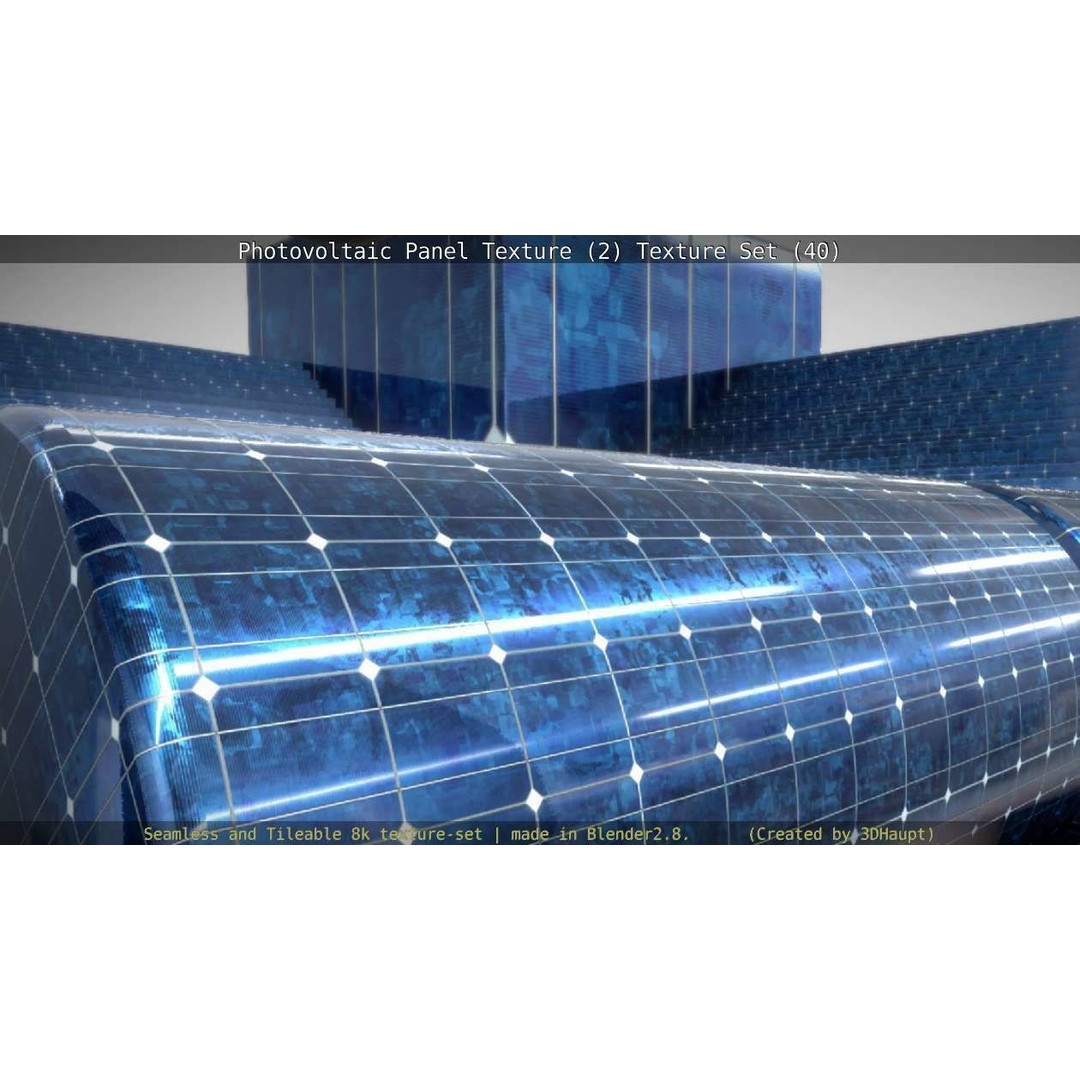 Photovoltaic Panel Texture 3D Model – Seamless 8K PBR Textures, FBX, OBJ - View 122