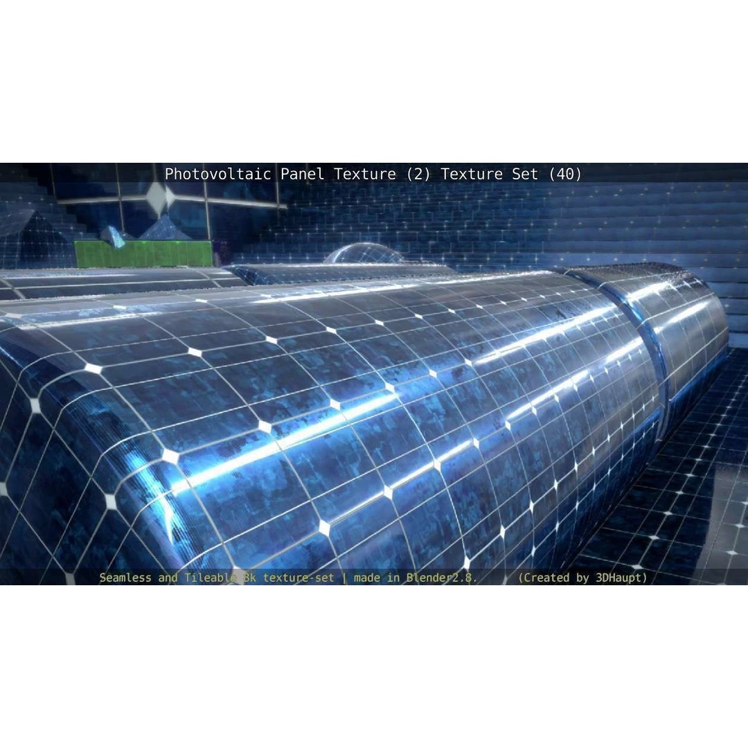 Photovoltaic Panel Texture 3D Model – Seamless 8K PBR Textures, FBX, OBJ - View 124