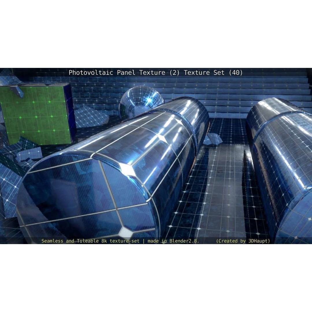 Photovoltaic Panel Texture 3D Model – Seamless 8K PBR Textures, FBX, OBJ - View 125