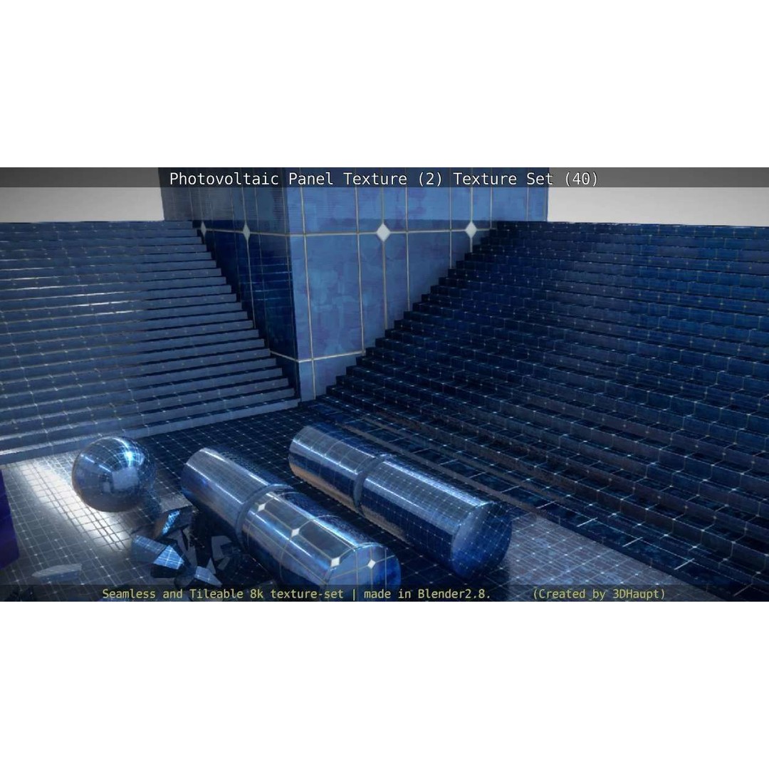 Photovoltaic Panel Texture 3D Model – Seamless 8K PBR Textures, FBX, OBJ - View 126