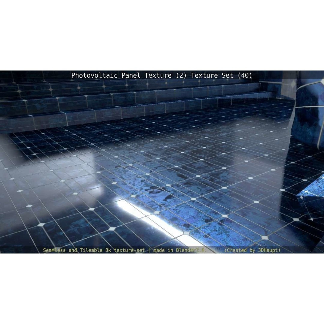 Photovoltaic Panel Texture 3D Model – Seamless 8K PBR Textures, FBX, OBJ - View 129