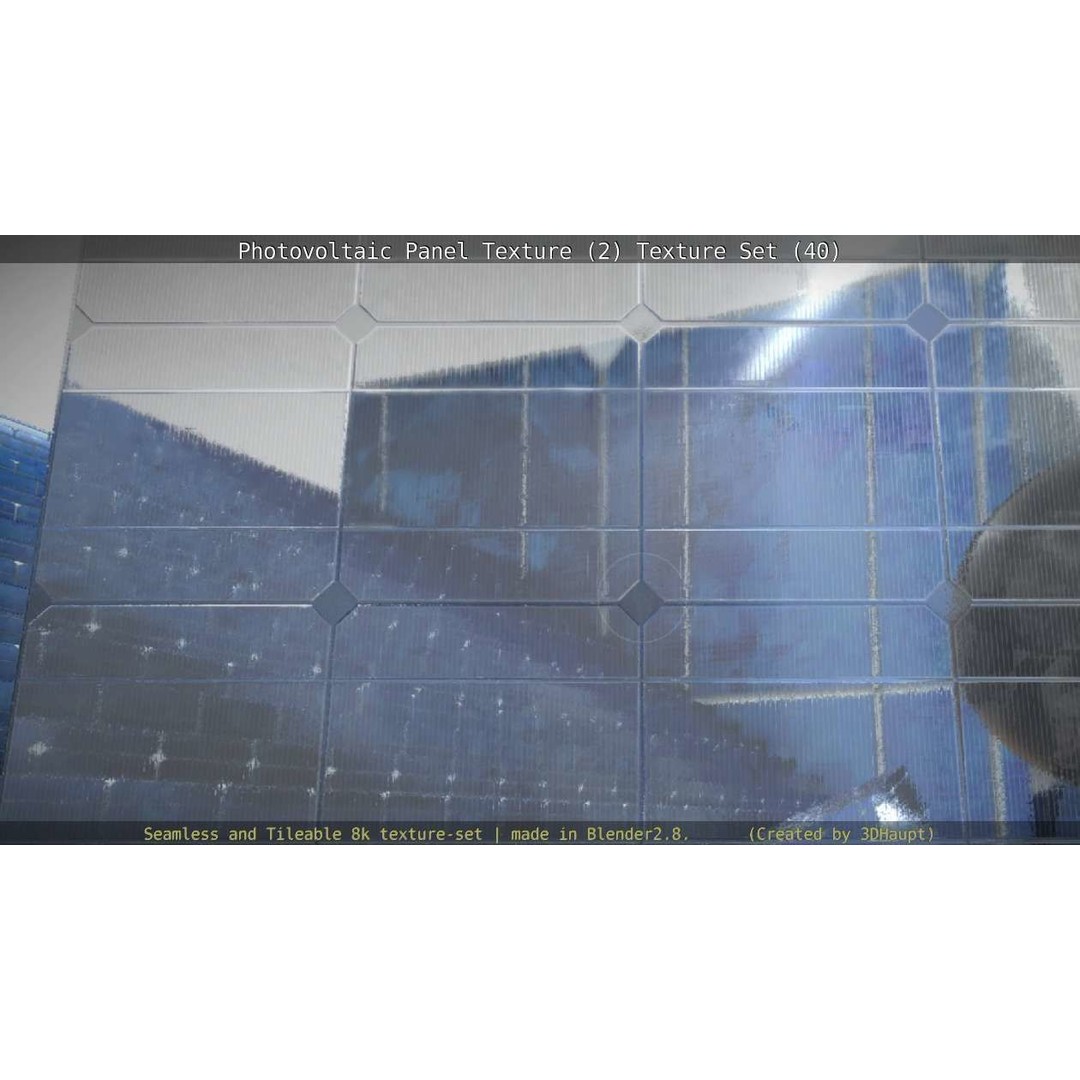 Photovoltaic Panel Texture 3D Model – Seamless 8K PBR Textures, FBX, OBJ - View 130