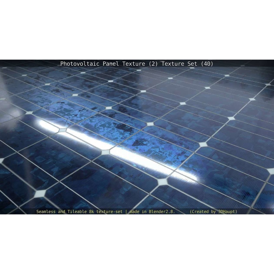 Photovoltaic Panel Texture 3D Model – Seamless 8K PBR Textures, FBX, OBJ - View 132