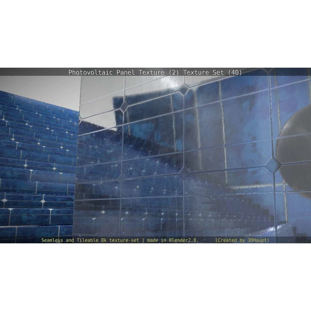 Photovoltaic Panel Texture 3D Model – Seamless 8K PBR Textures, FBX, OBJ - View 133