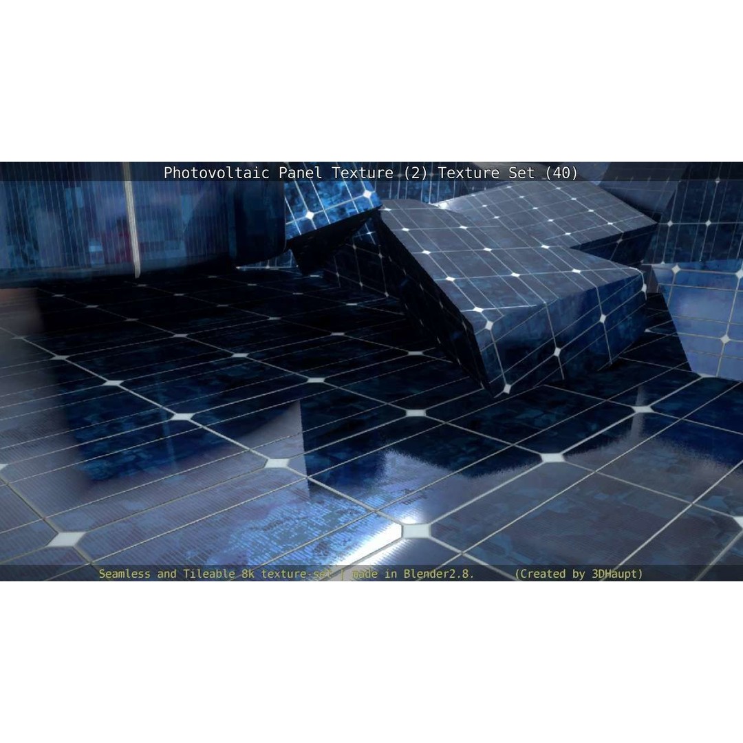 Photovoltaic Panel Texture 3D Model – Seamless 8K PBR Textures, FBX, OBJ - View 134