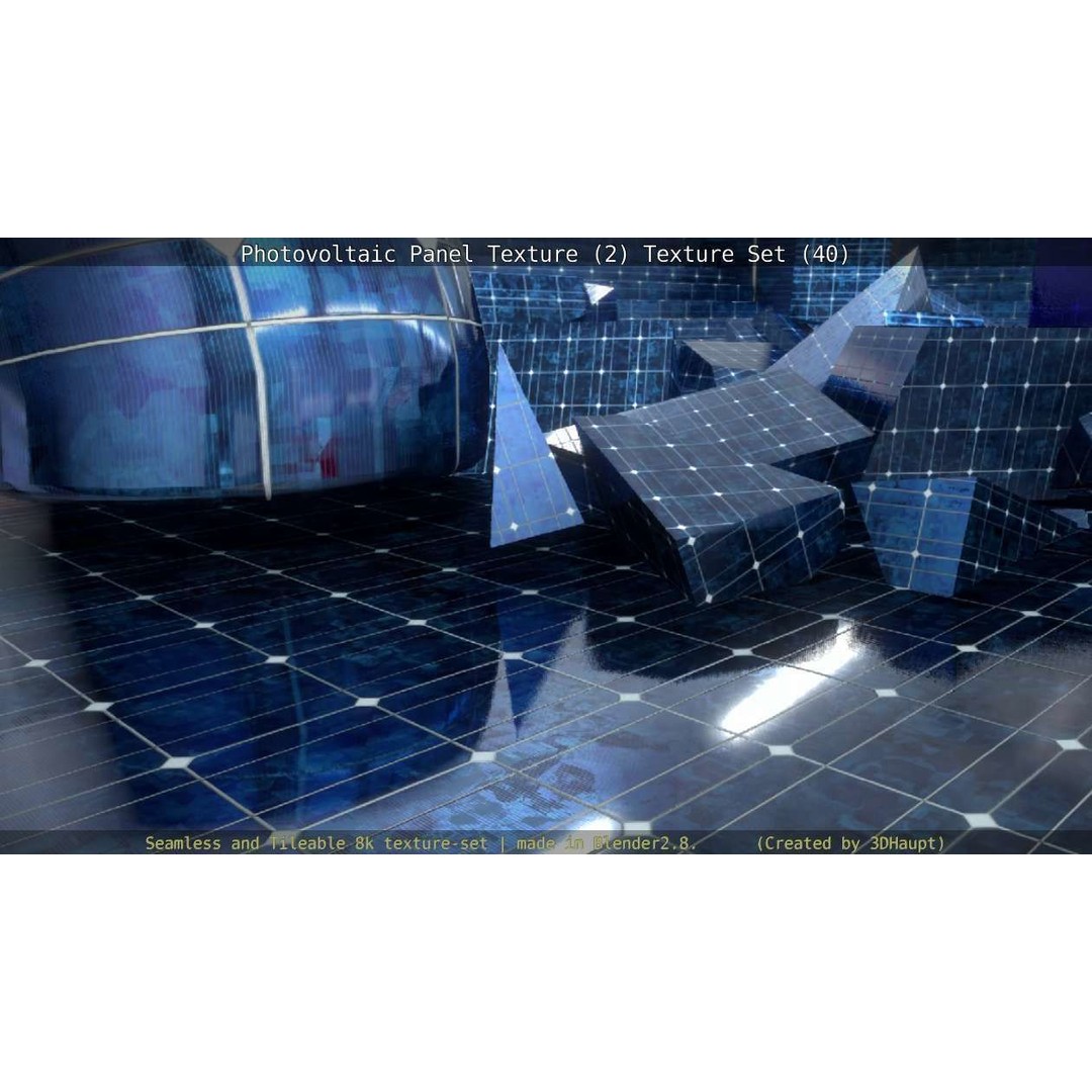 Photovoltaic Panel Texture 3D Model – Seamless 8K PBR Textures, FBX, OBJ - View 135