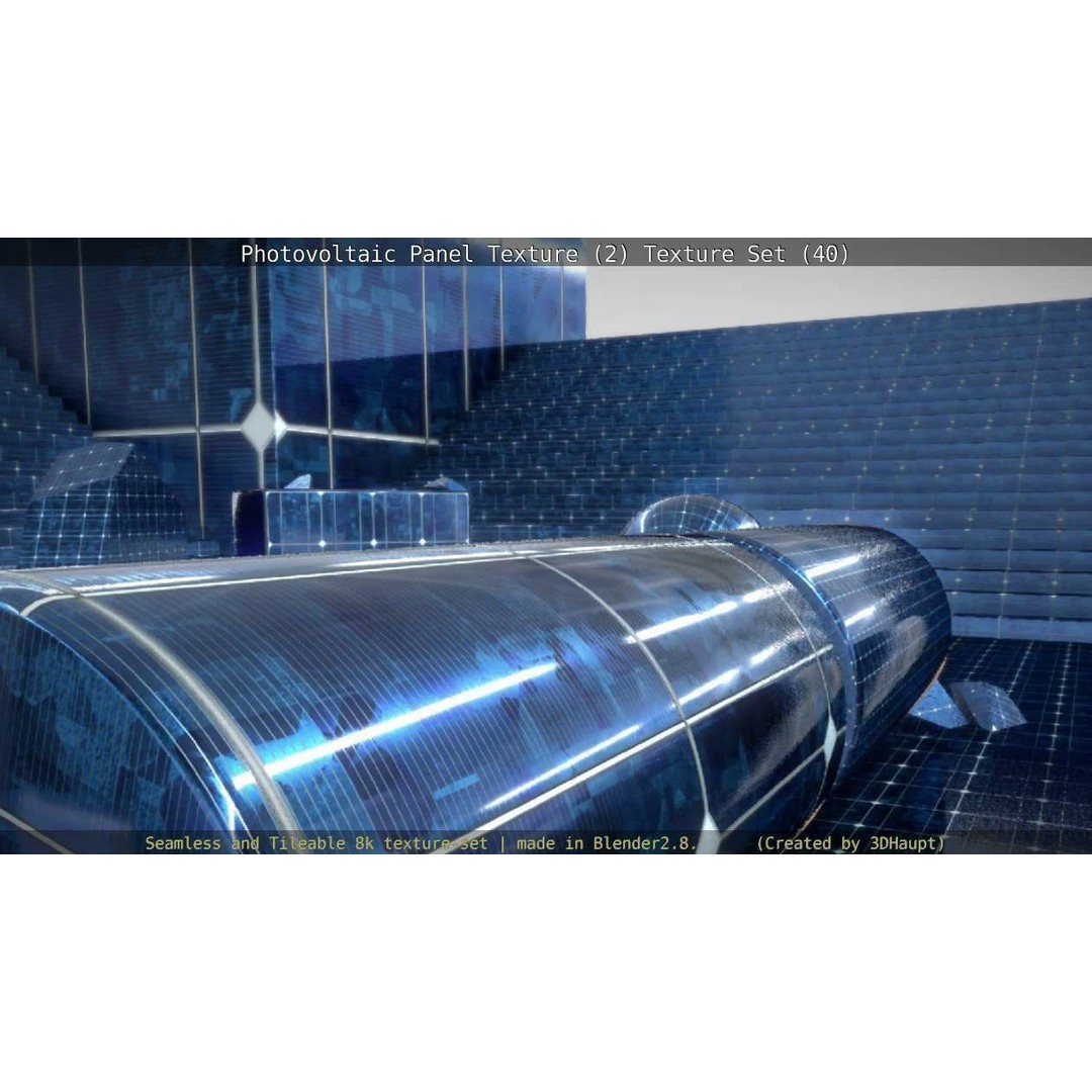 Photovoltaic Panel Texture 3D Model – Seamless 8K PBR Textures, FBX, OBJ - View 136